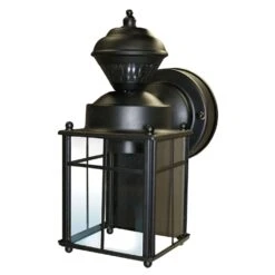 Heath Zenith Bayside Mission Black Motion-Sensing Incandescent Wall Lantern