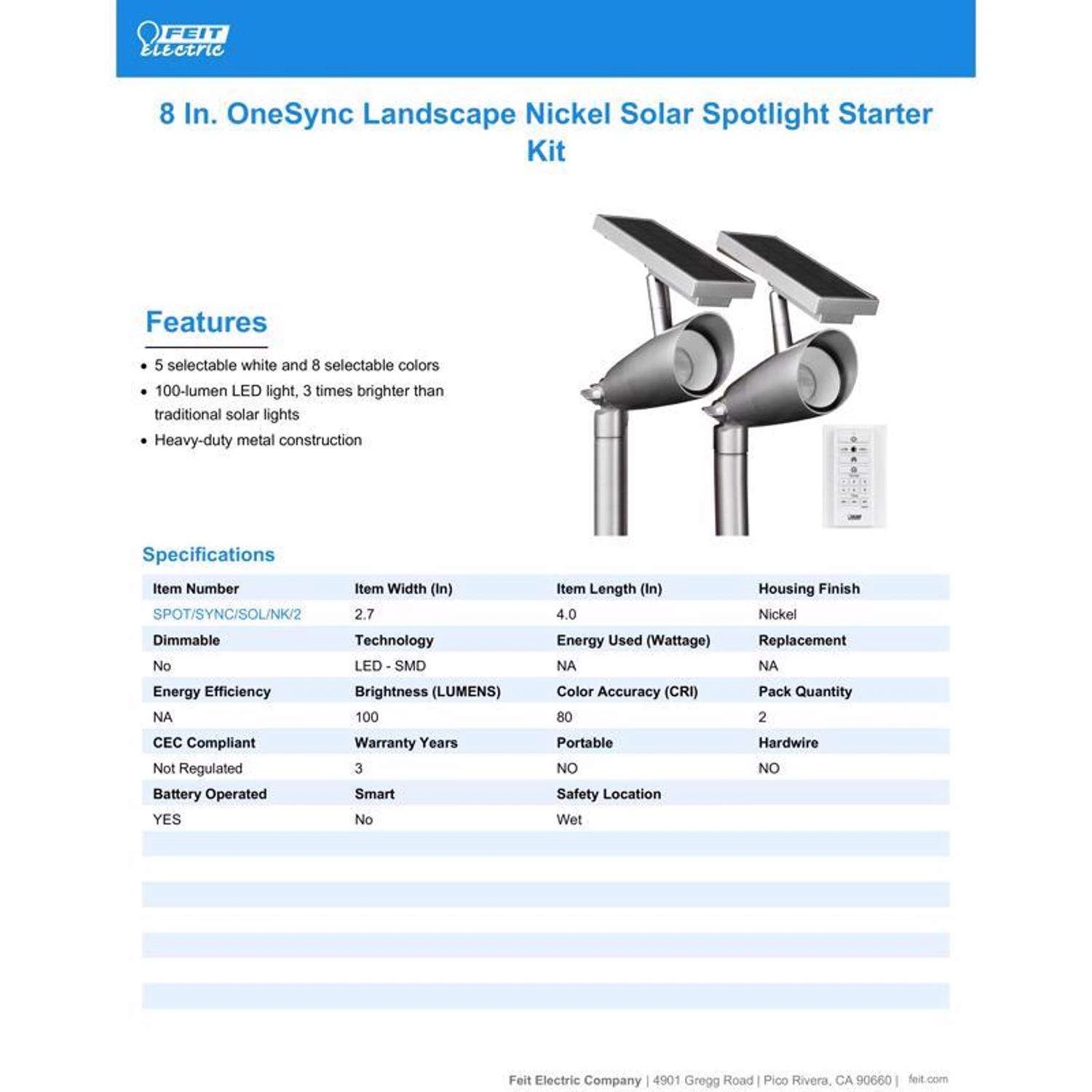 Feit Smart Home Dusk To Dawn Solar Powered LED Nickel Smart-Enabled Spotlight 11 Feit Smart Home Dusk To Dawn Solar Powered LED Nickel Smart-Enabled Spotlight - Image 10