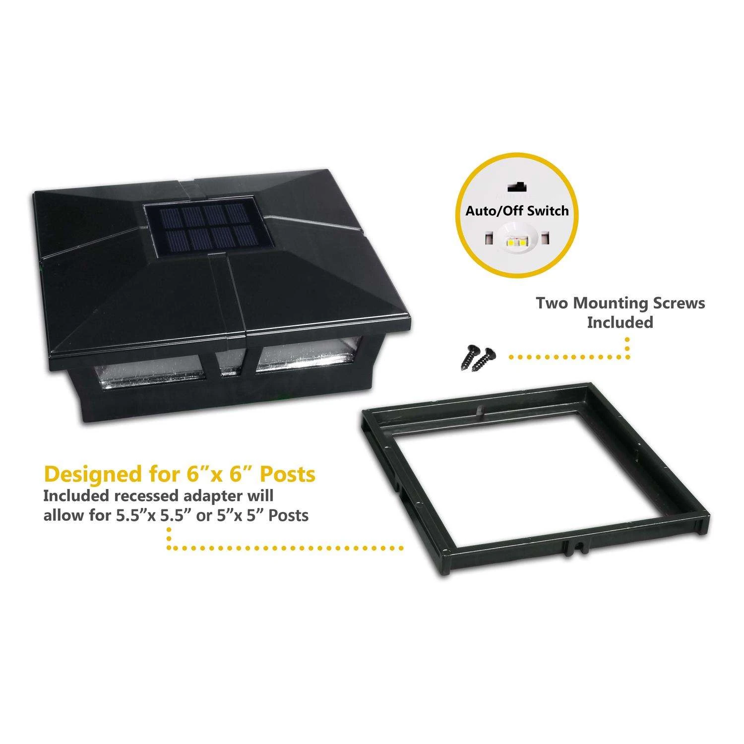 Classy Caps Black Solar Powered 1 W LED Post Cap Light 2 Pk 6 Classy Caps Black Solar Powered 1 W LED Post Cap Light 2 Pk - Image 4