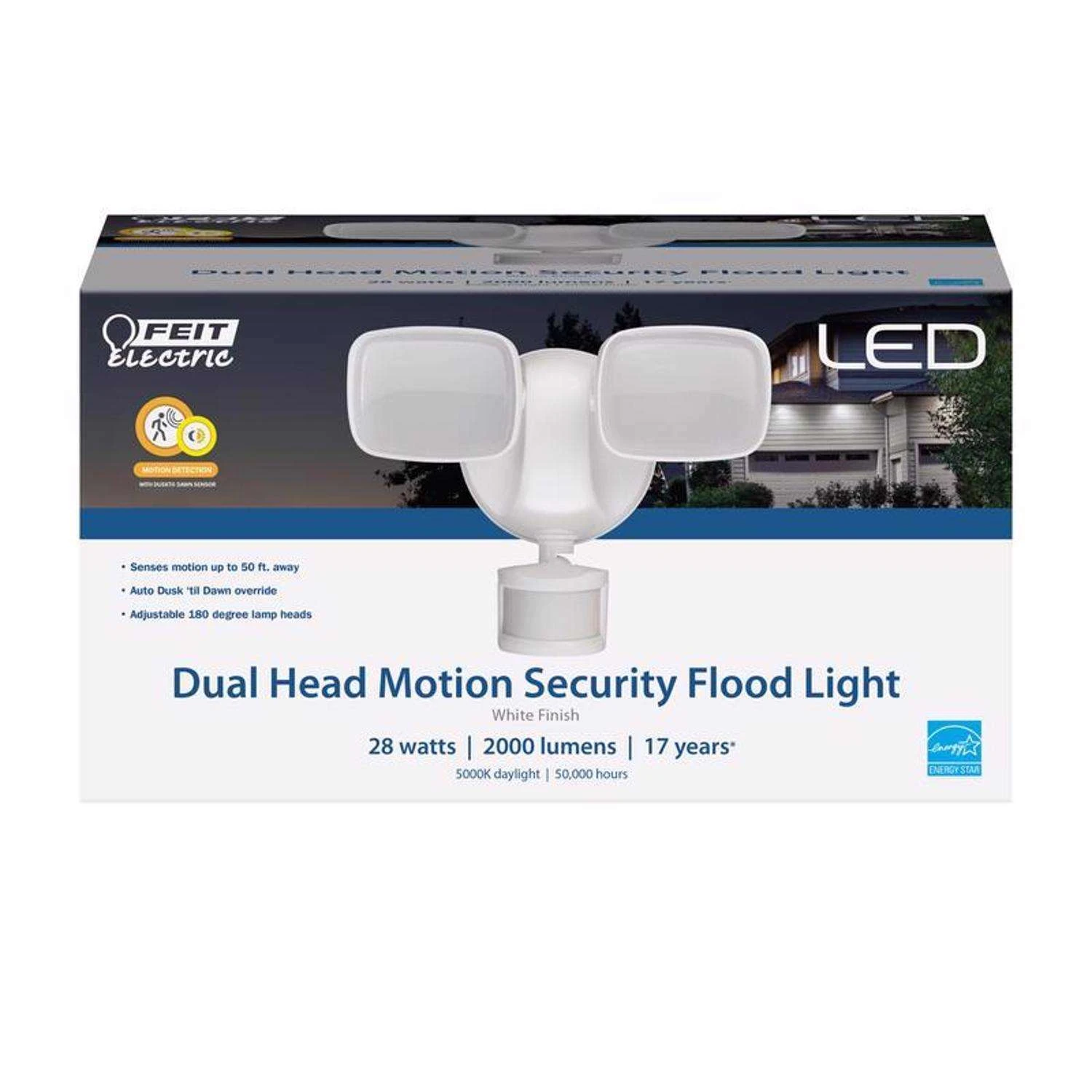Feit LED Motion-Sensing Hardwired LED White Security Floodlight 3 Feit LED Motion-Sensing Hardwired LED White Security Floodlight