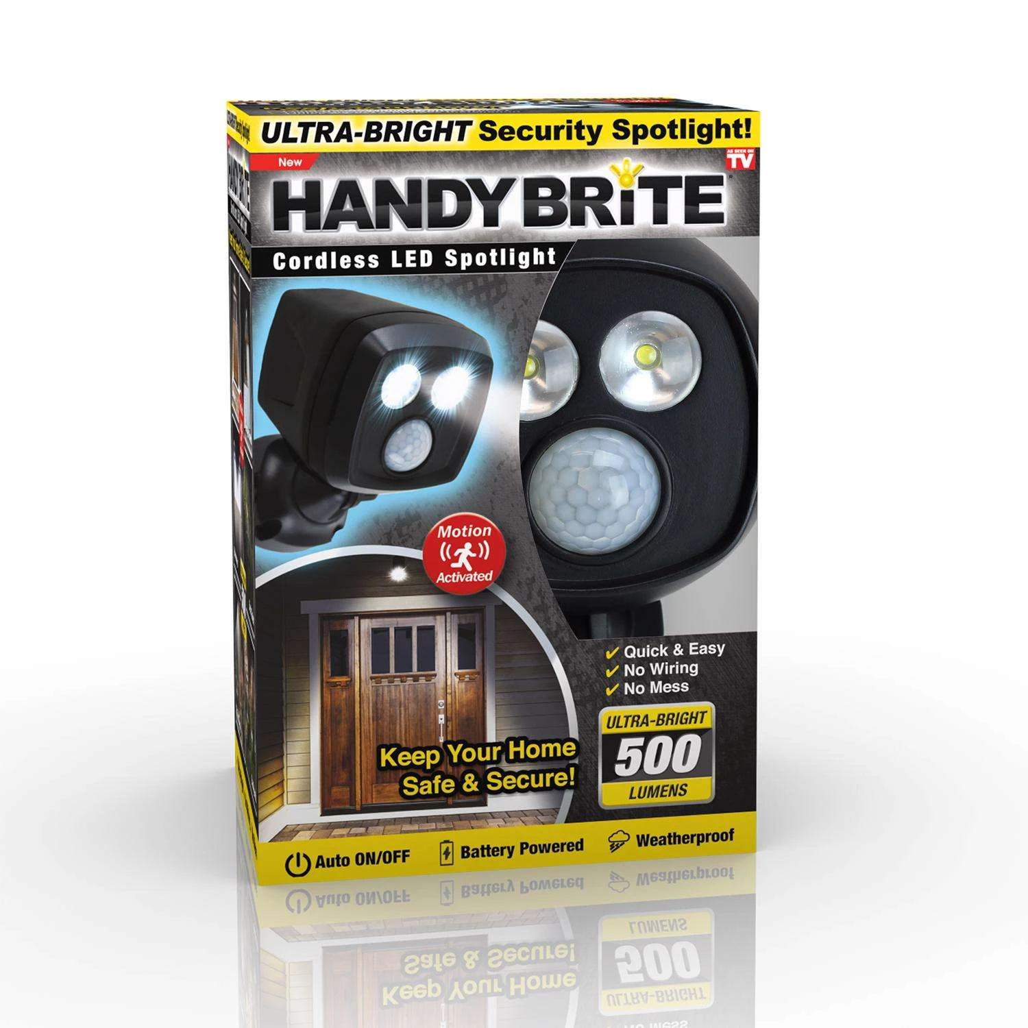 Handy Brite Motion-Sensing Battery Powered LED Black Spotlight 3 Handy Brite Motion-Sensing Battery Powered LED Black Spotlight