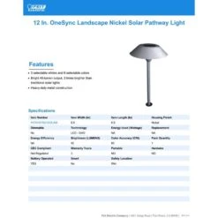 Feit OneSync Brushed Nickel Solar Powered 40 W LED Pathway Light 1 Pk 21 Feit OneSync Brushed Nickel Solar Powered 40 W LED Pathway Light 1 Pk -Westing Halo Shop b43d19cd 8c35 411b 89eb c6b31f8180d5