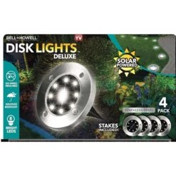 Bell & Howell Disk Lights Deluxe Solar Powered 3.75 W LED Garden Light 4 Pk