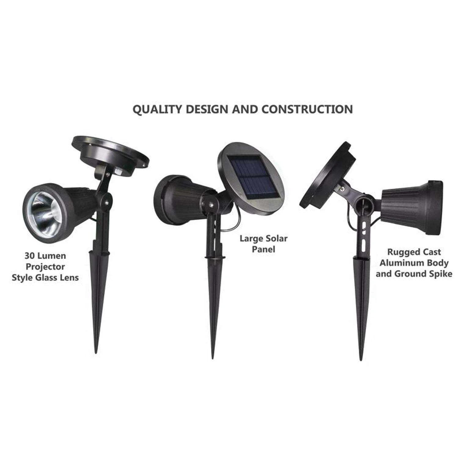 Classy Caps Solar Powered LED Spotlight 2 Pk 5 Classy Caps Solar Powered LED Spotlight 2 Pk - Image 3