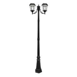 Gama Sonic Victorian BUlb Semi-Gloss Solar Powered 2.4 W LED Two Head Lamp Post 1 Pk
