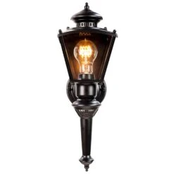 Heath Zenith Black Motion-Sensing Incandescent Wall Lantern -Westing Halo Shop f2aed02a f0d4 49e2 9d38 2d39ae37626b